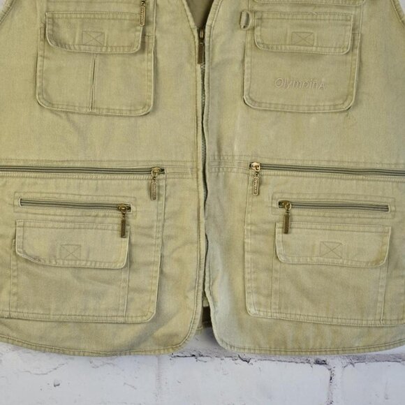 OlympinA Tan Cotton Twill Rugged Fishing Hunting Oversized Utility Vest XXL - Picture 2 of 8